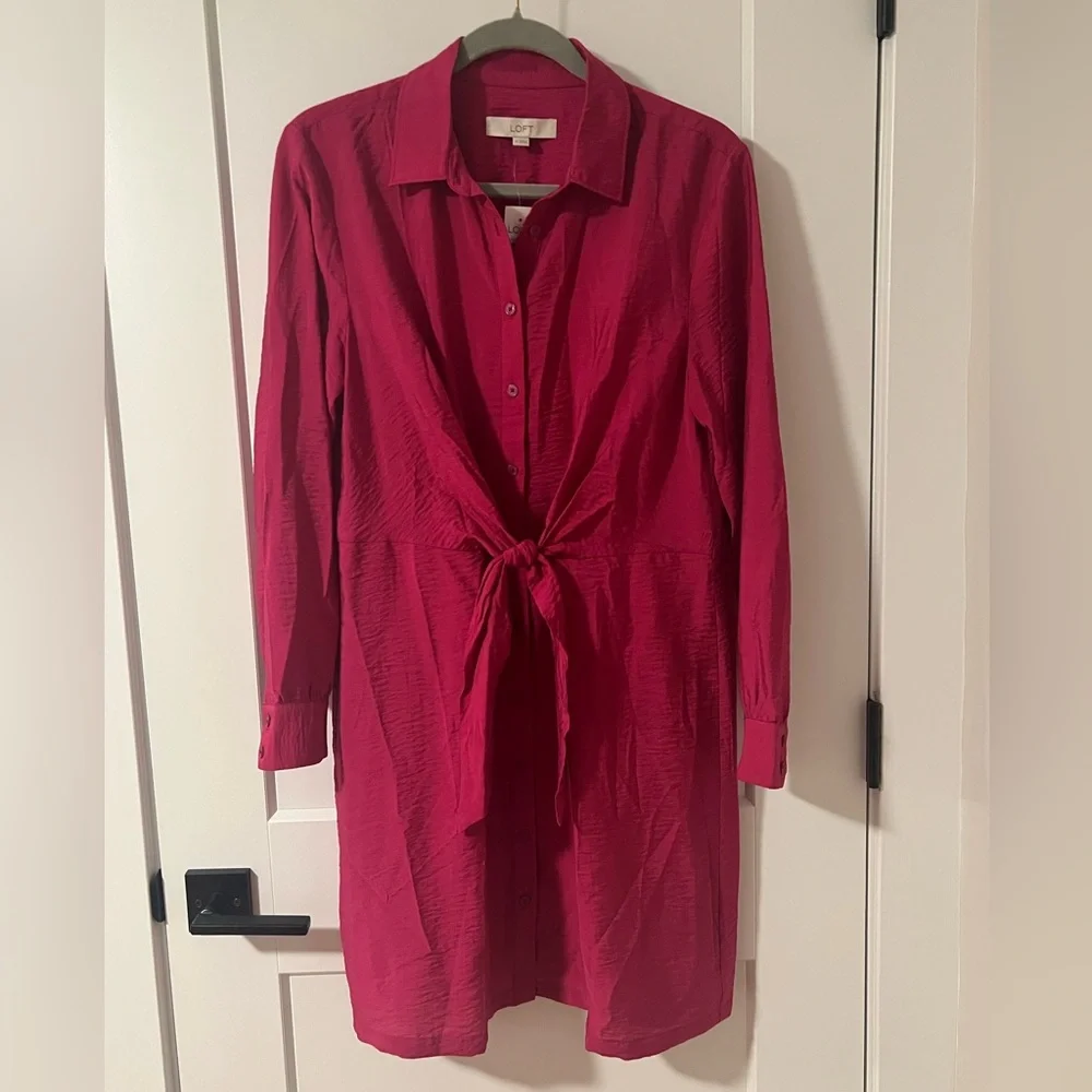 Loft Dahlia Tie Front Mini Shirtdress - Picture 2 of 4